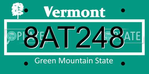 8AT248 Vermont License Plate