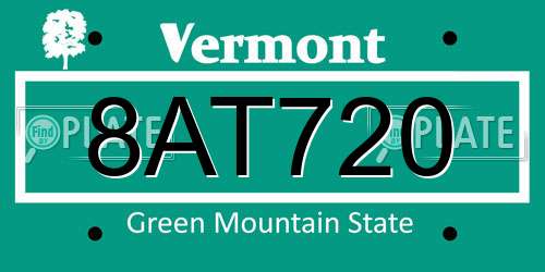 8AT720 Vermont License Plate