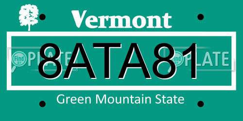 8ATA81 Vermont License Plate