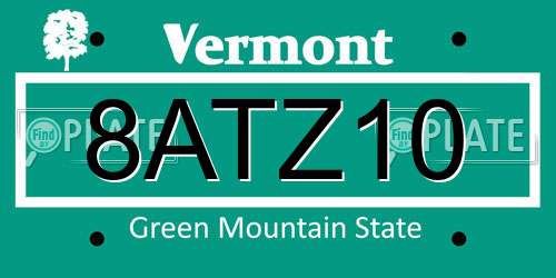 8ATZ10 Vermont License Plate