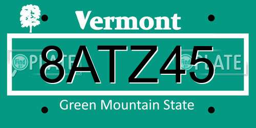 8ATZ45 Vermont License Plate