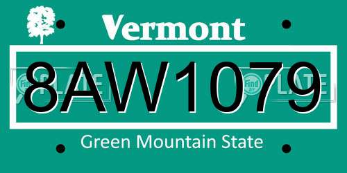 8AW1079 Vermont License Plate