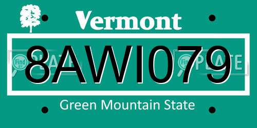 8AWI079 Vermont License Plate