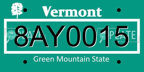 8AY0015 Vermont License Plate