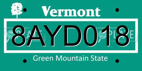 8AYD018 Vermont License Plate