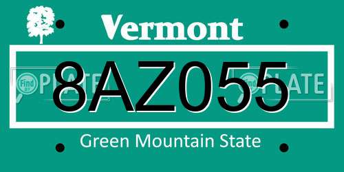 8AZ055 Vermont License Plate
