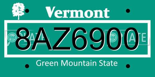 8AZ6900 Vermont License Plate