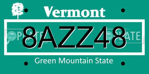 8AZZ48 Vermont License Plate