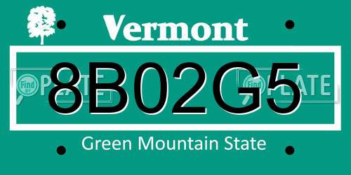 8B02G5 Vermont License Plate