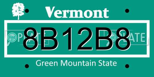 8B12B8 Vermont License Plate