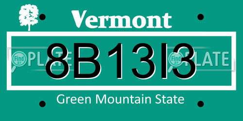 8B13I3 Vermont License Plate