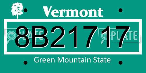 8B21717 Vermont License Plate