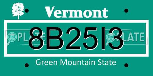 8B25I3 Vermont License Plate