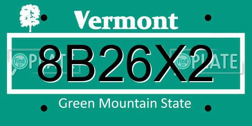 8B26X2 Vermont License Plate