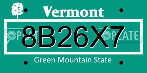 8B26X7 Vermont License Plate