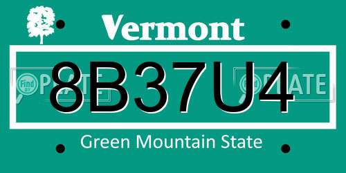 8B37U4 Vermont License Plate