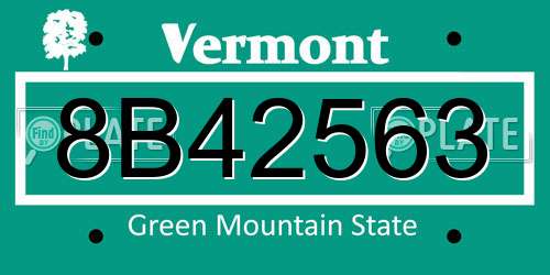8B42563 Vermont License Plate