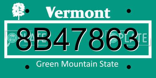 8B47863 Vermont License Plate