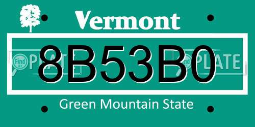 8B53B0 Vermont License Plate