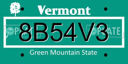 8B54V3 Vermont License Plate