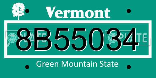 8B55034 Vermont License Plate