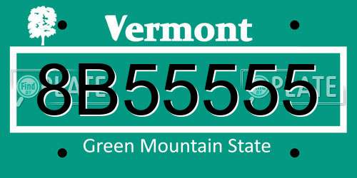 8B55555 Vermont License Plate