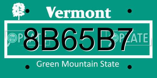 8B65B7 Vermont License Plate