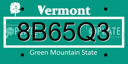 8B65Q3 Vermont License Plate