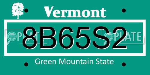 8B65S2 Vermont License Plate