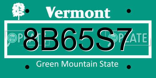 8B65S7 Vermont License Plate