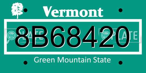8B68420 Vermont License Plate