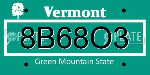 8B68O3 Vermont License Plate