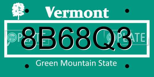 8B68Q3 Vermont License Plate