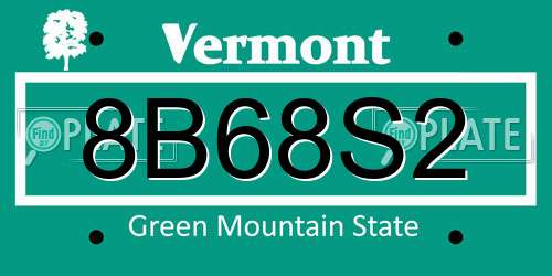 8B68S2 Vermont License Plate