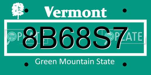 8B68S7 Vermont License Plate