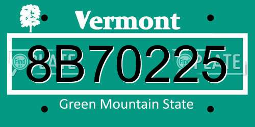 8B70225 Vermont License Plate