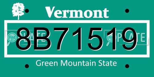 8B71519 Vermont License Plate