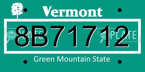8B71712 Vermont License Plate