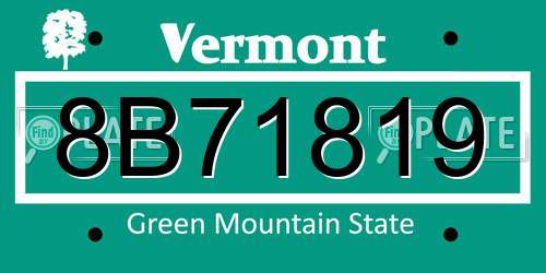 8B71819 Vermont License Plate