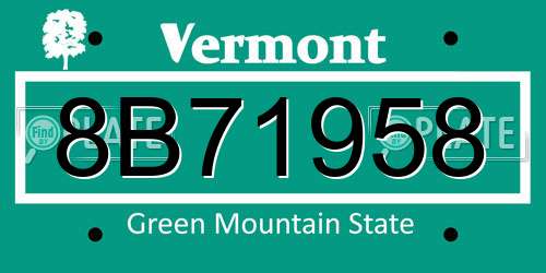 8B71958 Vermont License Plate