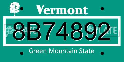 8B74892 Vermont License Plate