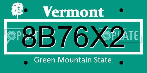8B76X2 Vermont License Plate