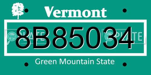 8B85034 Vermont License Plate