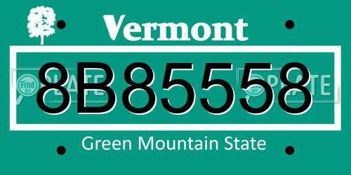 8B85558 Vermont License Plate