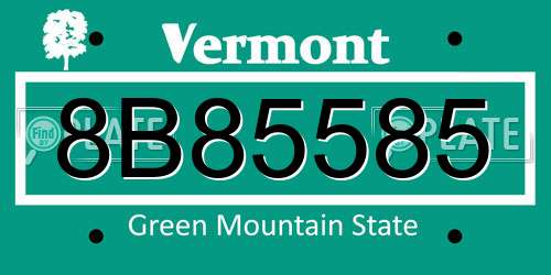 8B85585 Vermont License Plate