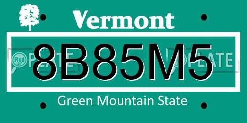 8B85M5 Vermont License Plate