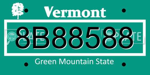 8B88588 Vermont License Plate