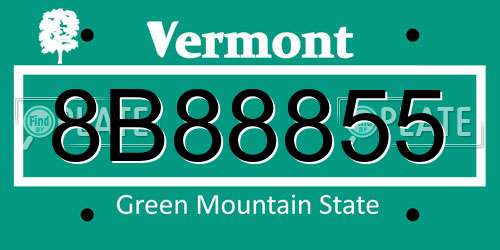 8B88855 Vermont License Plate