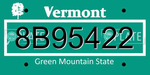 8B95422 Vermont License Plate