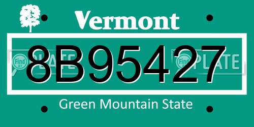 8B95427 Vermont License Plate